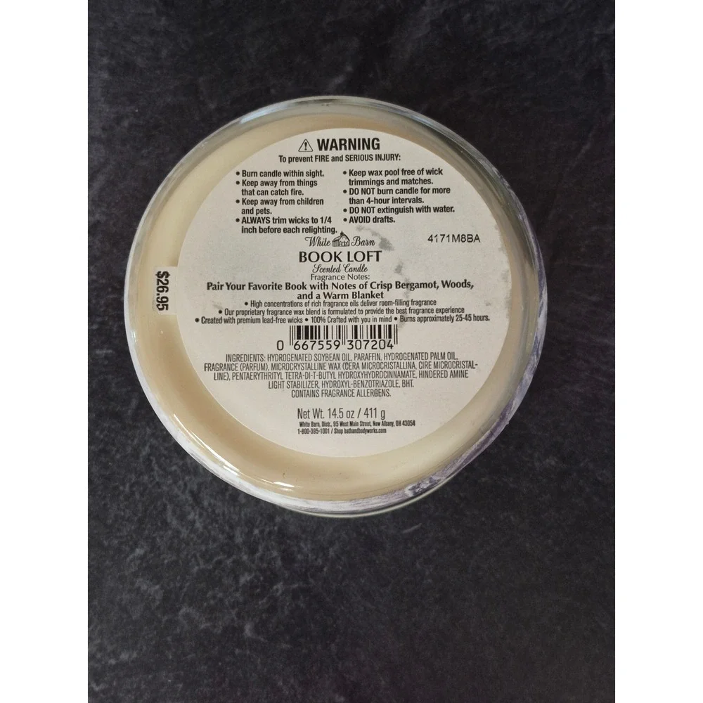 White Barn Book Loft Candle 14.5 Bath & Body Works 3 Wick Soy Blend Candle New - Picture 3 of 3